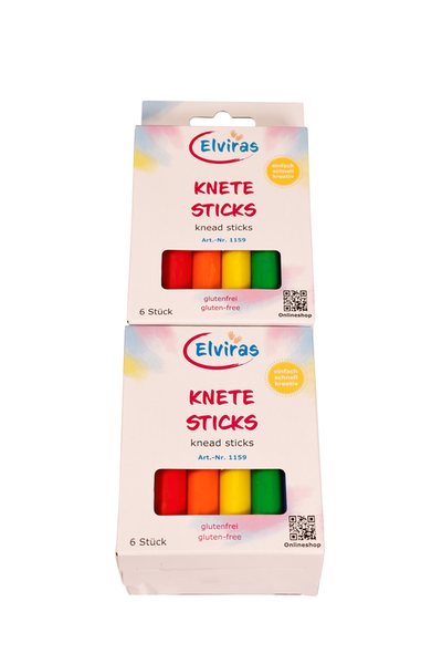 ELVIRAS Knete-Sticks, 6 Farben, 6 Sets à 6 Stück
