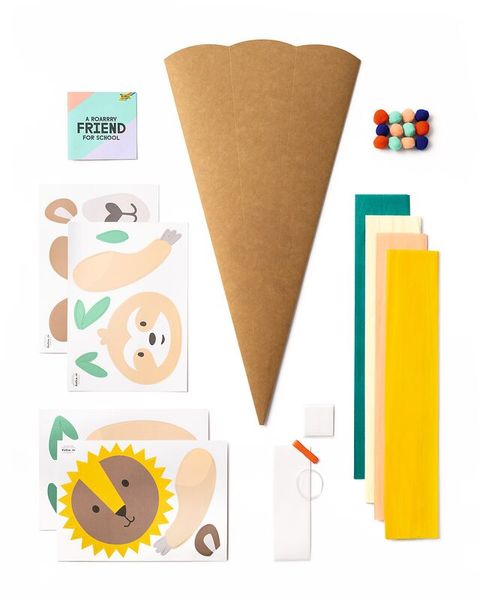 FOLIA Schultüten-Bastelset "Löwe/Lama/Faultier“, aus Kraftkarton, 68 cm, 1 Set