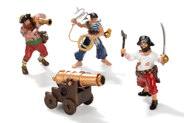 PAPO 3 Piratenfiguren + Kanone, Größe 10 cm PAPO 3 Piratenfiguren + Kanone, Größe 10 cm
