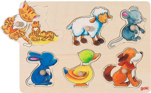 tier, katze, schaf, hase, ente, hund, spielzeug, puzzle, holz, tierchen