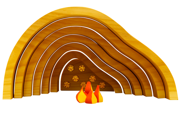 Holzbogenbrücke, Holzbogen, Kaminofen, Feuerstelle, Brandstelle