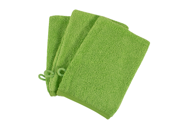 KITAEINKAUF Waschhandschuh 3er Pack, 15 x 20 cm, 100% Baumwolle, Farbe wählbar