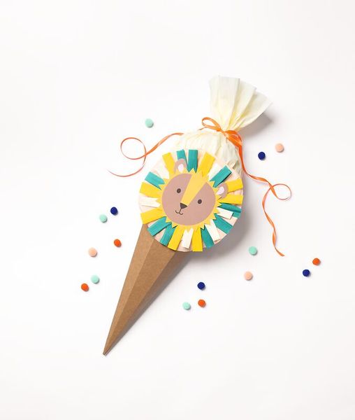FOLIA Schultüten-Bastelset "Löwe/Lama/Faultier“, aus Kraftkarton, 68 cm, 1 Set