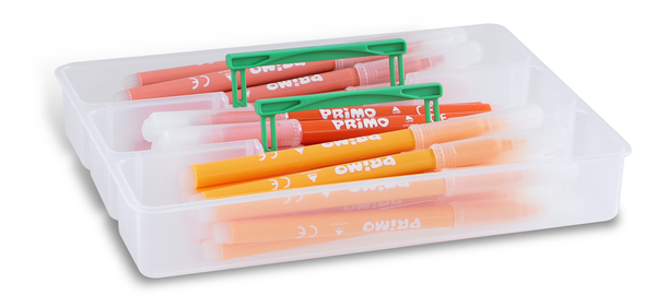 Marker, Marker Pens, Orange markers, Transparent case, Plastic box