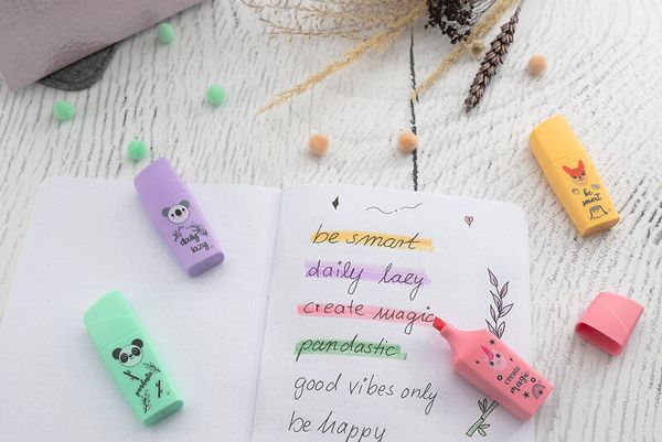 Mini Animal Textmarker-Etui, 4 Stück
