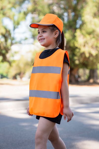 Weste, Sicherheitsweste, Reflektivstreifen, Kindergröße, Orange