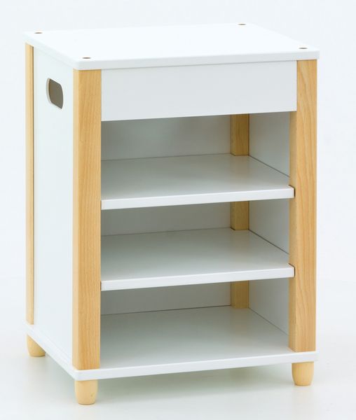 Nachttisch, Schubladenkasten, Holz, Weiß, Regal