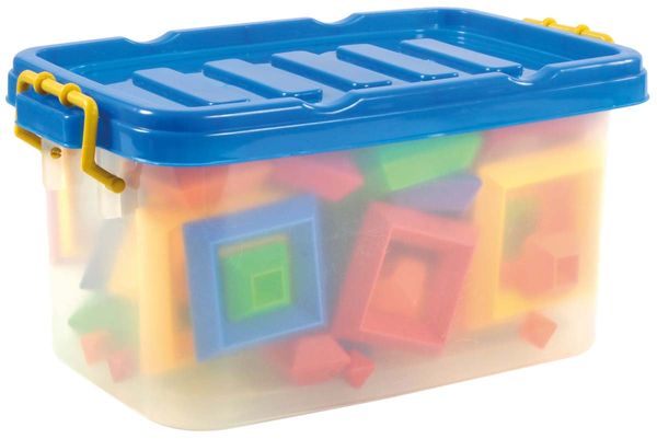 Kunststoffbox, Aufbewahrung, Spielzeugbausteine, Bunte Steine, Kisten-Set