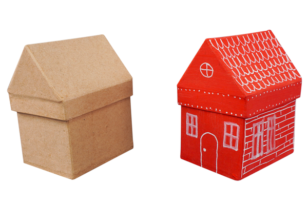 Pappe Haus, Kartonmodell, Mini Haus, Häuschen, Rotes Haus
