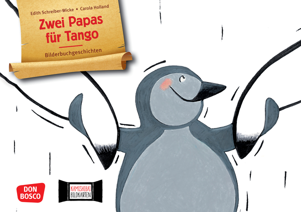 Pinguin-Illustration, Kinderbuch, Hauptfigur, Tanzende Flügel, Papier-Label
