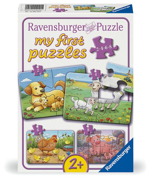 RAVENSBURGER my first puzzles: Kleine Bauernhoftiere, 4 Kinderpuzzles mit 2, 4, 6, 8 Teilen, ab 2 Jahre