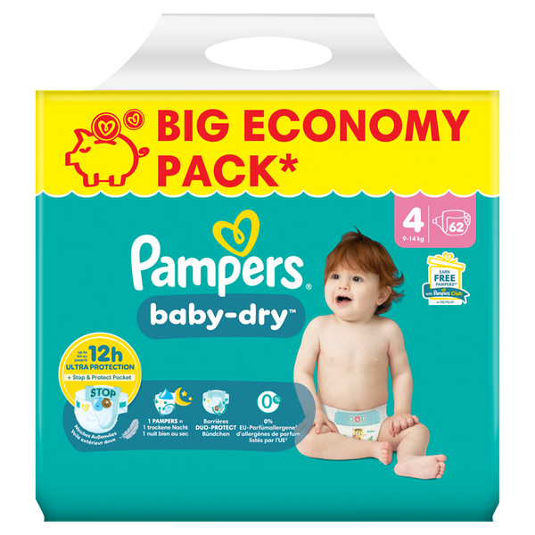 PAMPERS Baby Dry Gr. 4, Maxi 9-14kg, (verschiedene Verpackungsgrößen)