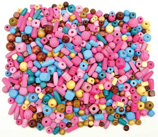 Holzperlen bunt 250 g, ca. 600 Perlen Holzperlen bunt 250 g, ca. 600 Perlen