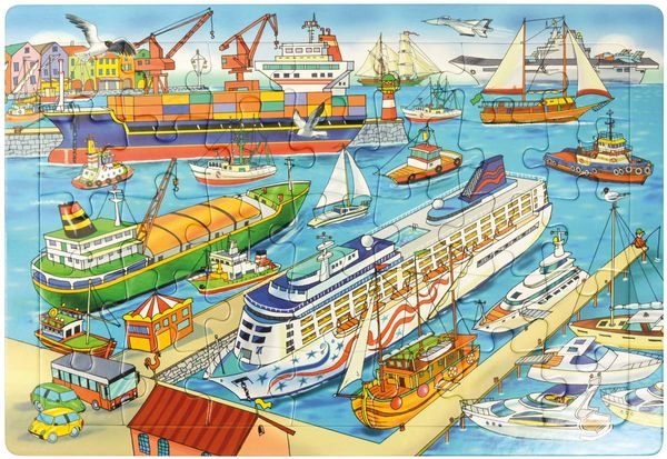 Puzzle Hafen, 35 Teile aus Karton, ab 3 Jahre Puzzle Hafen, 35 Teile aus Karton, ab 3 Jahre