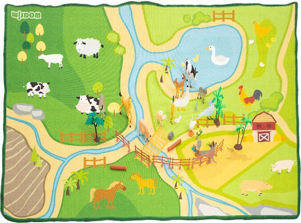 Spielteppich Farm / Bauernhof 200 x 150 cm, rutschfeste Unterseite