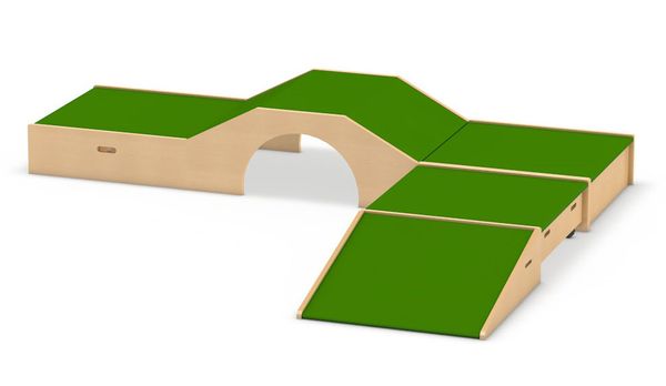 Kletterlandschaft, Holz, Grün, Wald, Rundbogen