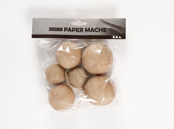 Handgemachte Pappmaché-Kugeln, 6 Stück Handgemachte Pappmaché-Kugeln, 6 Stück