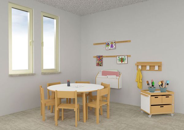 Kindertisch, Rundtisch, Holzstuhl, Kinderzimmer, Spielzimmer