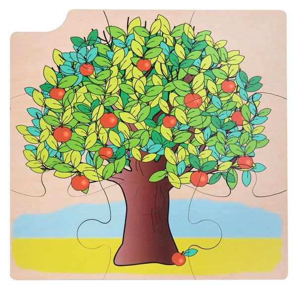 holzpuzzle, baum, apfelbaum, obstbaum, puzzleteil