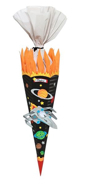 Eiswafer, Schultütenform, Space-Design, Farbkontrast, Schleife