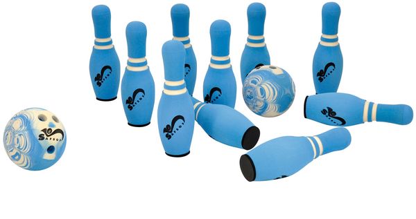 Bowling-Set, Kegelstifte, Bowlingkugel, Blau, Miniatur