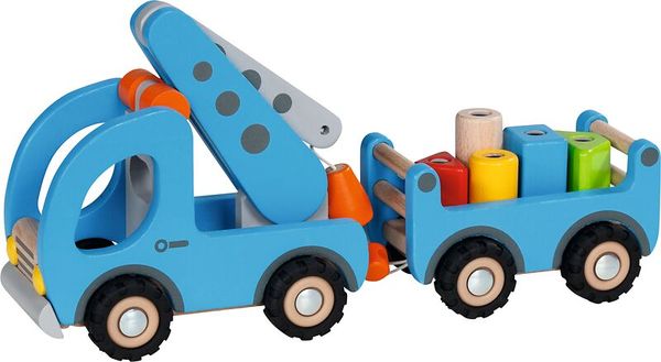 GOKI Kranwagen mit Anhänger aus Holz, ab 3 Jahre