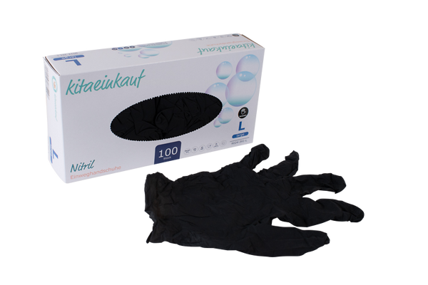 Handschuhe Nitril, puderfrei, Gr. L, 100 Stk., schwarz