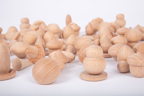 Holzknöpfe, Holzspielzeug, Holzfiguren, rund, Naturholz