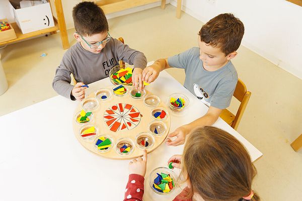 kinder, bunt, puzzles, spiel, holztablett