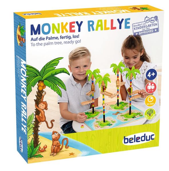 Brettspiel, Monkey Rallye, 2-4 Spieler, ab 4 Jahre, Spieldauer ca. 15 Minuten Brettspiel, Monkey Rallye, 2-4 Spieler, ab 4 Jahre, Spieldauer ca. 15 Minuten