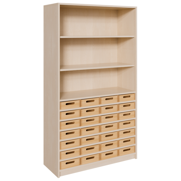 Holzregal, Schubladenschrank, Offene Fächer, Naturholz, Mehrere Schubladen