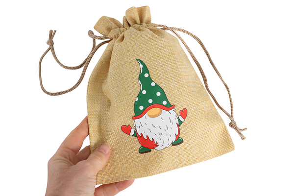 Gürtelbeutel, Säckchen, Jute, Weihnachtsmotiv, Beutel mit Kordel