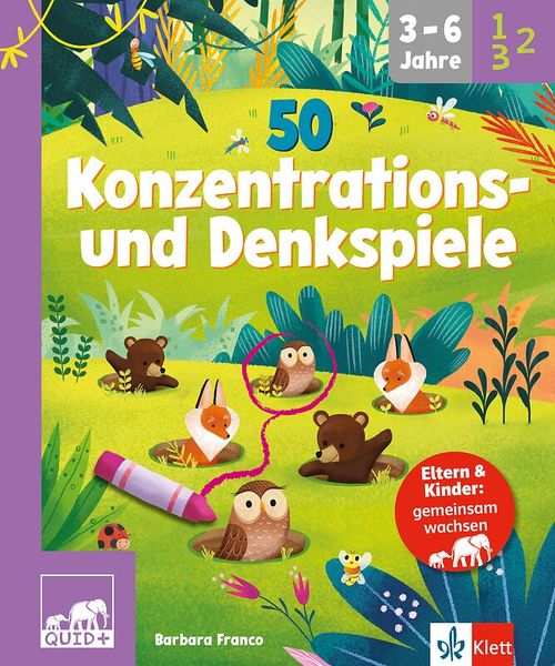Kinderbuch, 50 Konzentrations- und Denkspiele, Junge Kinder, Outdoor Spiel, Tierfiguren