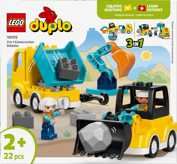 10475 LEGO® DUPLO® Baufahrzeuge – 3-in-1, 22-teiliges Set