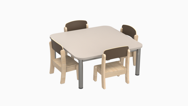 MATHOU Tisch-Stuhl-Kombination mit Metallbeinen - 4 Stühle, 1 quadratischer Tisch
