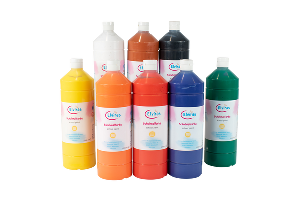 ELVIRAS Schulmalfarbe Basisset, 8 x 1000 ml (SONDERANGEBOT)