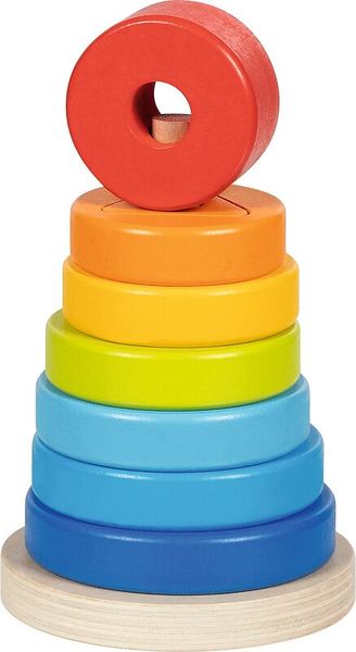 Kinderstapelspiel, Stapelringe, Holzspielzeug, Bunte Ringe, Stapelturm