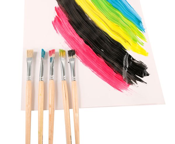 acrylic paint, paint brushes, color palette, brush set, art supplies