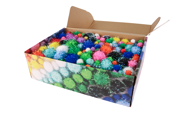 FOLIA Pompons Mix glitzer, Ø 1,5-4 cm, 1050 Stück Großpackung