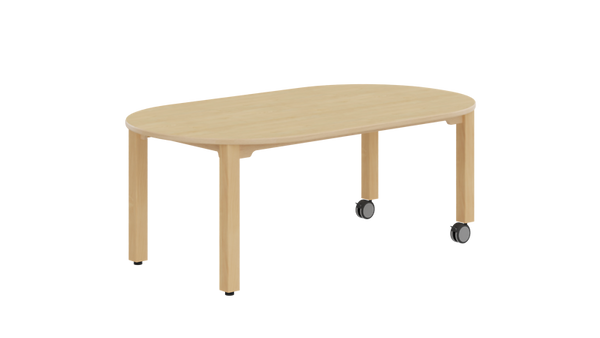Esstisch, Holz, Runde Kante, Verstellbare Rollen, Vierbeinig