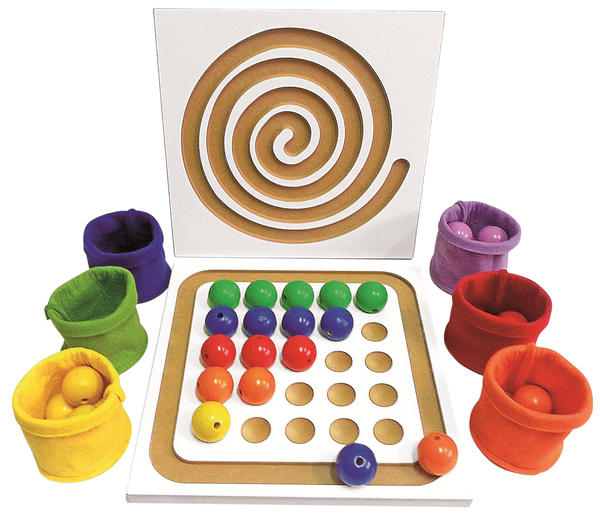 Lernspiel, Mikado, Sortierspiel, Holzspielzeug, Bunte Kugeln
