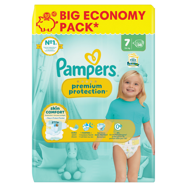PAMPERS Premium Protection Gr. 7, Extra Large 15+ kg, 38 Stk.