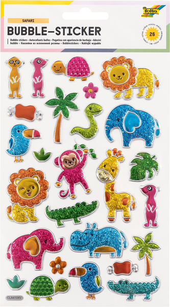 FOLIA Bubble-Sticker Safari, 5 Stück mit 130 Sticker