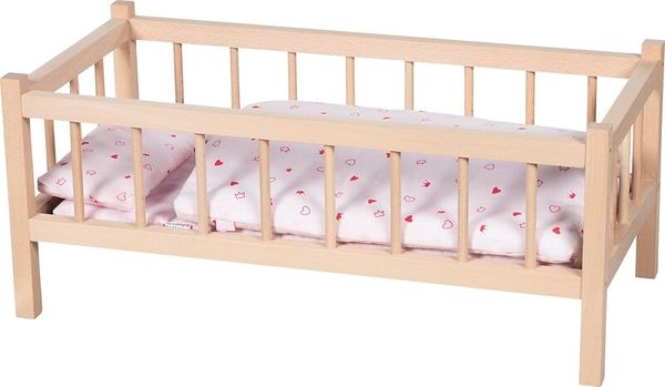 Babybett, Kinderbett, Holzrahmen, Matraze, Rosa Herz Muster