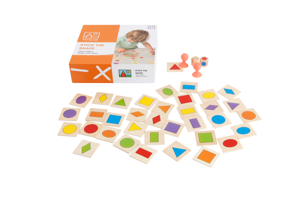 Holzspielzeug, Geometrische Formen, Farbenfrohes Puzzle, Lernspielzeug, Stempel-Set