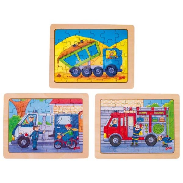 GOKI Einlegepuzzle Bei der Arbeit, 24 Teile, 9 Puzzle, ab 3 Jahre GOKI Einlegepuzzle Bei der Arbeit, 24 Teile, 9 Puzzle, ab 3 Jahre