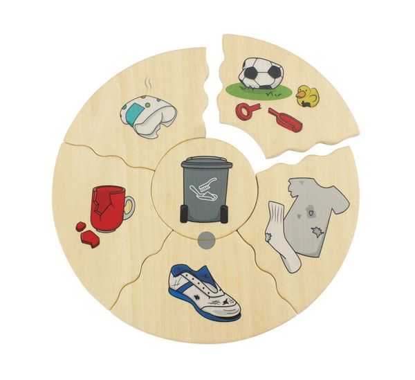 Holzwandpuzzle, Küchenpuzzle, Mülltrennung, Kreislauf, Spielzeug