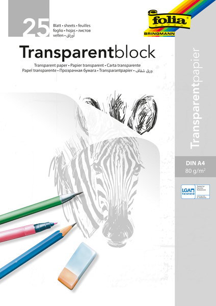 FOLIA Transparent-/ Architektenpapier, DIN A4-Block, 25 Blatt FOLIA Transparent-/ Architektenpapier, DIN A4-Block, 25 Blatt