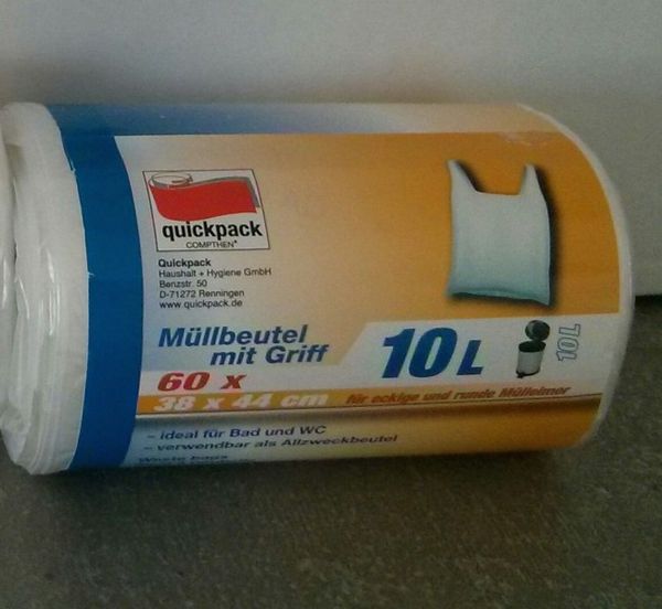 Müllbeutel, Beutel, Griff, 10L, Rollenkarton?