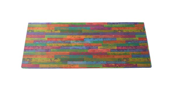 bunteres Holzbrett, Holzplatte, Mustertafel, gemustertes Muster, mehrfarbiges Holz